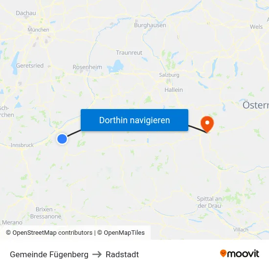 Gemeinde Fügenberg to Radstadt map