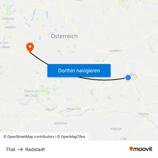 Thal to Radstadt map