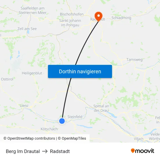 Berg Im Drautal to Radstadt map