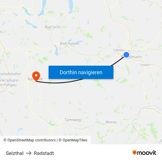 Selzthal to Radstadt map