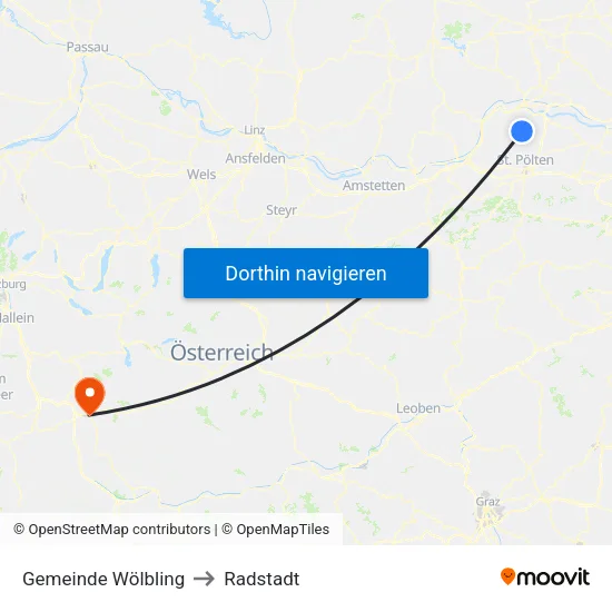 Gemeinde Wölbling to Radstadt map