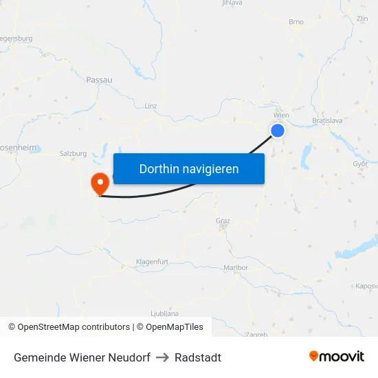 Gemeinde Wiener Neudorf to Radstadt map