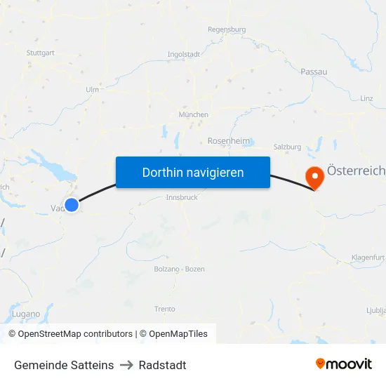 Gemeinde Satteins to Radstadt map