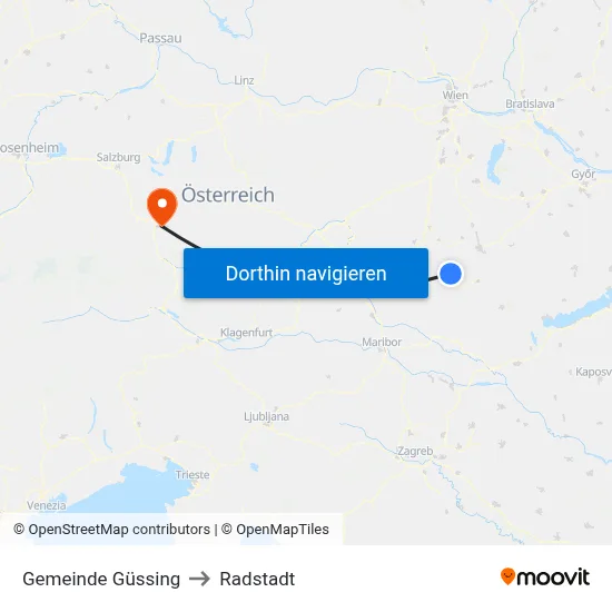 Gemeinde Güssing to Radstadt map