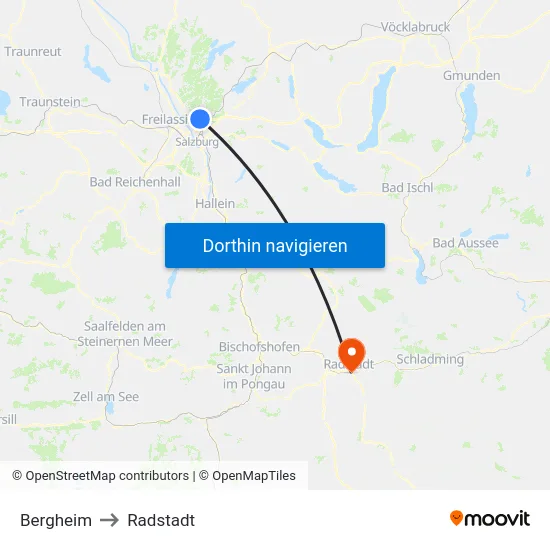 Bergheim to Radstadt map