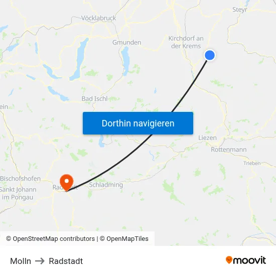 Molln to Radstadt map