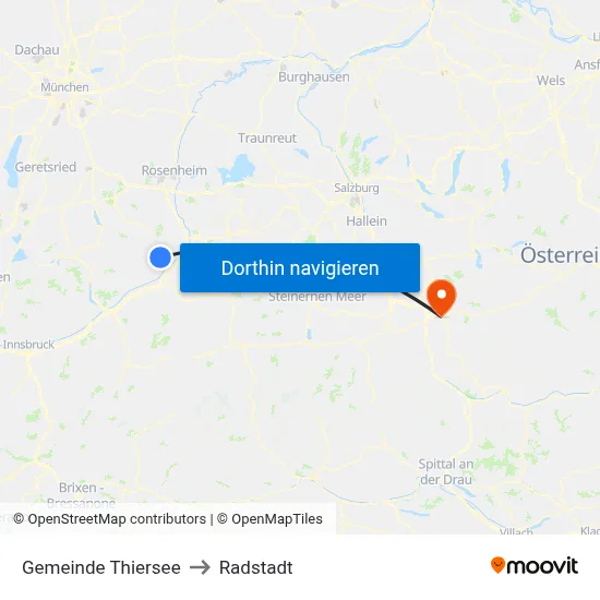 Gemeinde Thiersee to Radstadt map