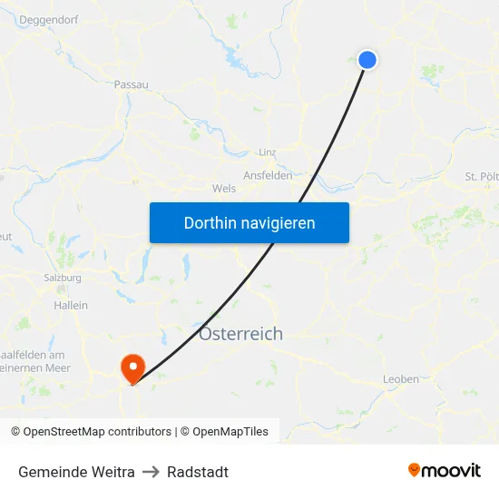 Gemeinde Weitra to Radstadt map
