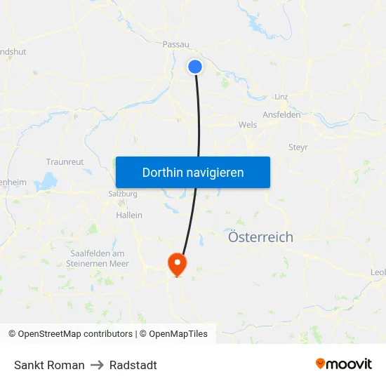 Sankt Roman to Radstadt map