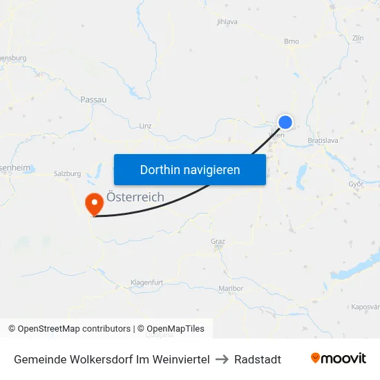 Gemeinde Wolkersdorf Im Weinviertel to Radstadt map