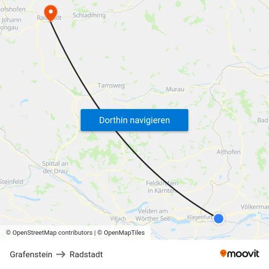 Grafenstein to Radstadt map