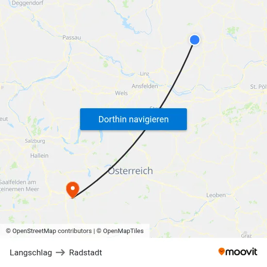 Langschlag to Radstadt map
