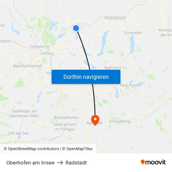 Oberhofen am Irrsee to Radstadt map