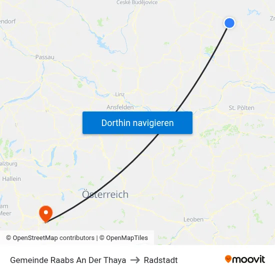 Gemeinde Raabs An Der Thaya to Radstadt map