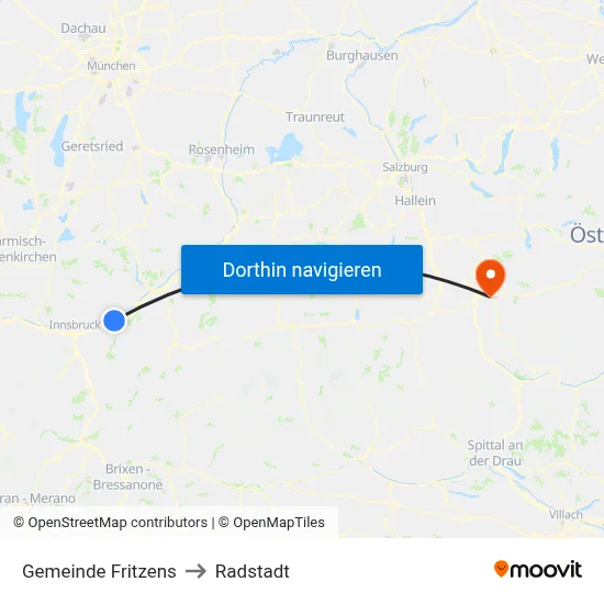 Gemeinde Fritzens to Radstadt map