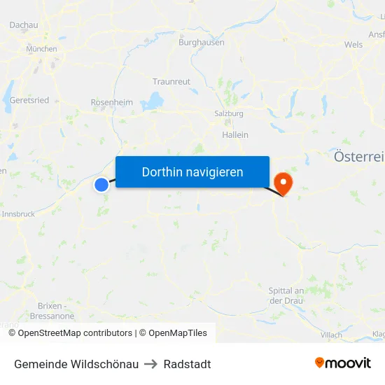 Gemeinde Wildschönau to Radstadt map