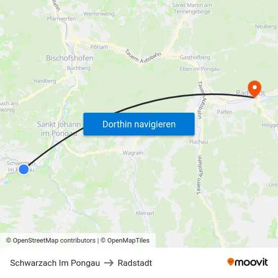 Schwarzach Im Pongau to Radstadt map