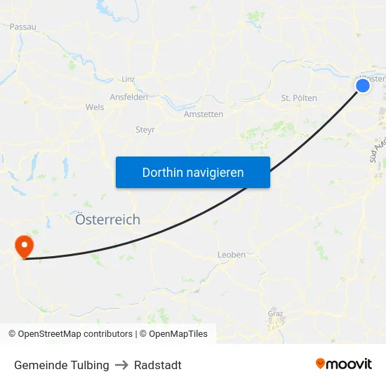 Gemeinde Tulbing to Radstadt map