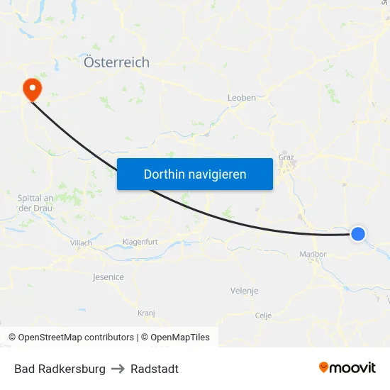 Bad Radkersburg to Radstadt map