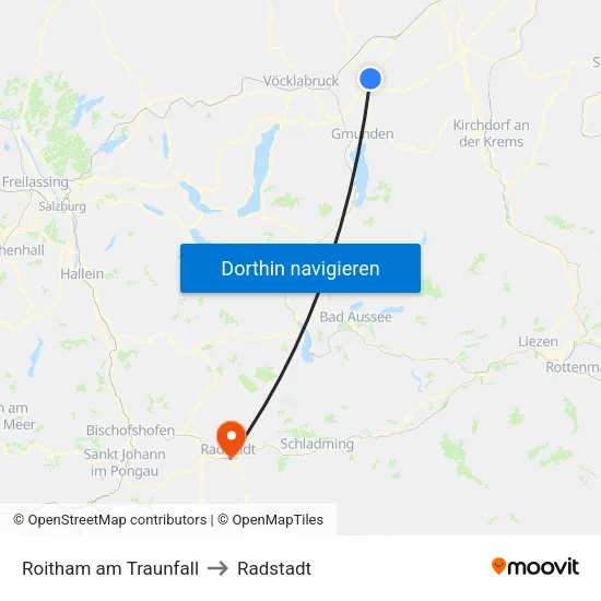 Roitham am Traunfall to Radstadt map