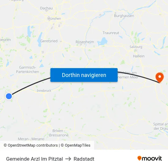 Gemeinde Arzl Im Pitztal to Radstadt map