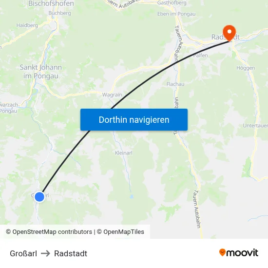 Großarl to Radstadt map