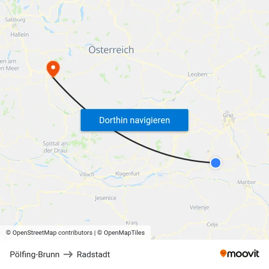 Pölfing-Brunn to Radstadt map