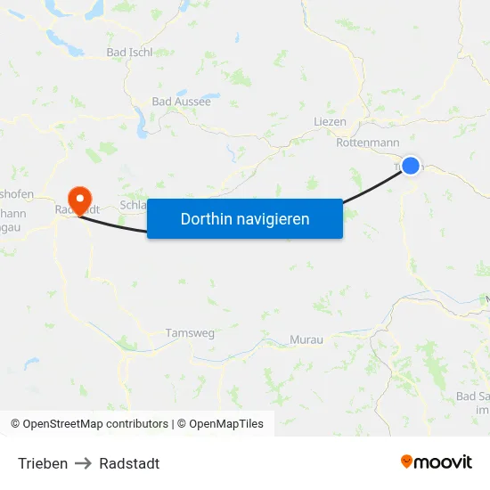 Trieben to Radstadt map