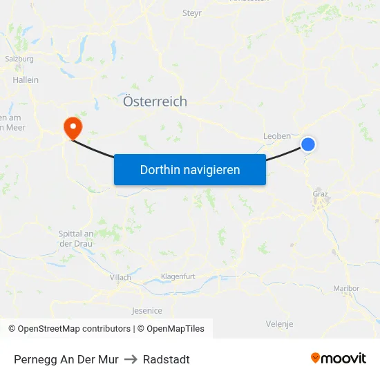 Pernegg An Der Mur to Radstadt map