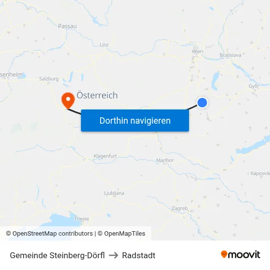 Gemeinde Steinberg-Dörfl to Radstadt map