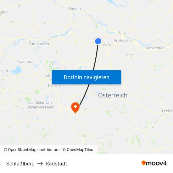 Schlüßlberg to Radstadt map