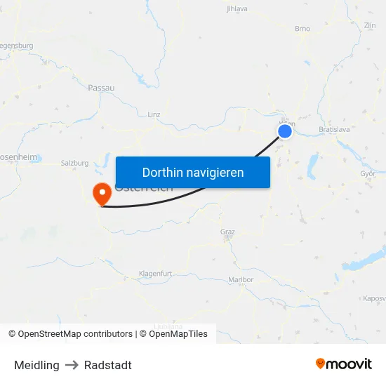 Meidling to Radstadt map
