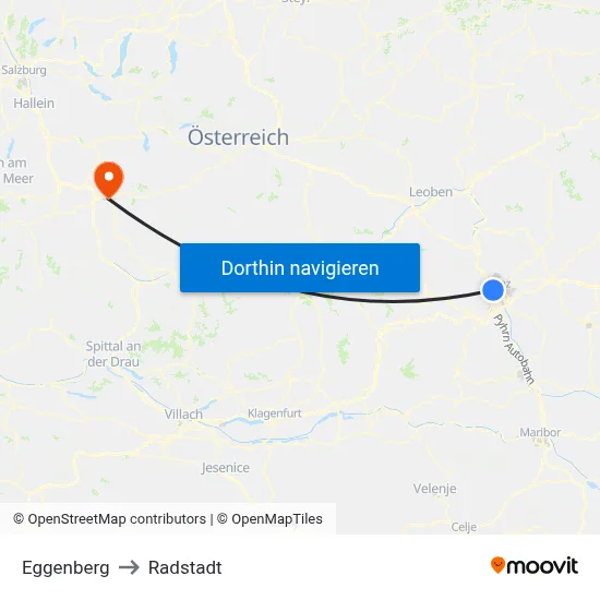 Eggenberg to Radstadt map
