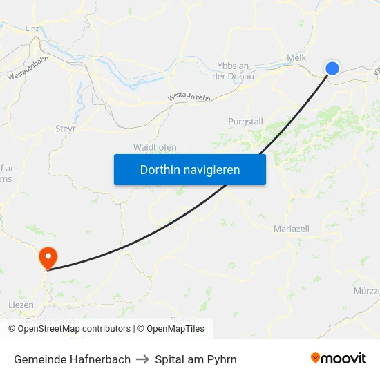 Gemeinde Hafnerbach to Spital am Pyhrn map