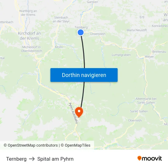 Ternberg to Spital am Pyhrn map
