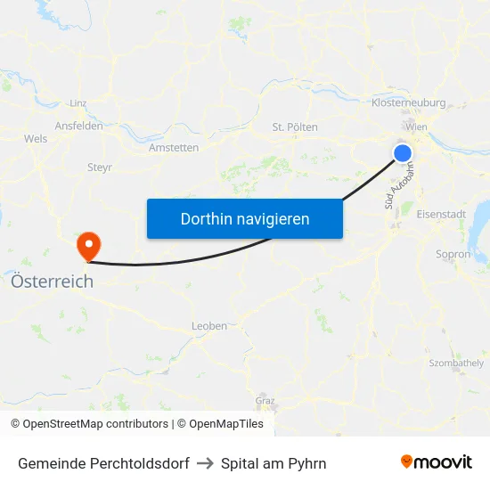 Gemeinde Perchtoldsdorf to Spital am Pyhrn map