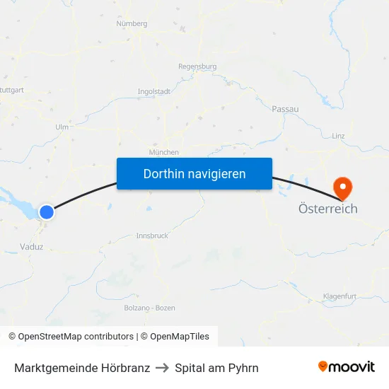 Marktgemeinde Hörbranz to Spital am Pyhrn map