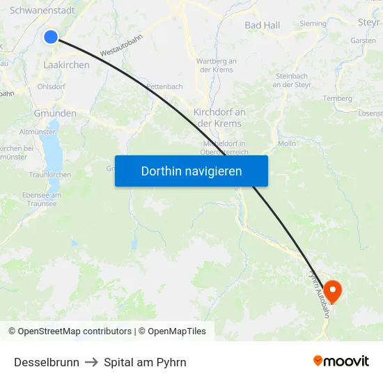 Desselbrunn to Spital am Pyhrn map
