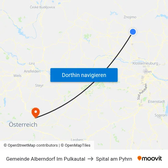 Gemeinde Alberndorf Im Pulkautal to Spital am Pyhrn map