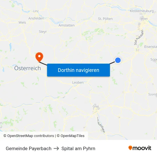 Gemeinde Payerbach to Spital am Pyhrn map