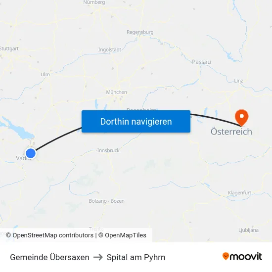 Gemeinde Übersaxen to Spital am Pyhrn map