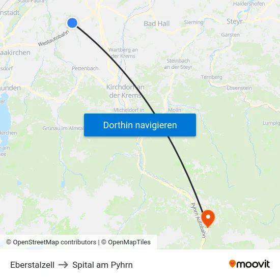 Eberstalzell to Spital am Pyhrn map