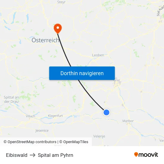 Eibiswald to Spital am Pyhrn map