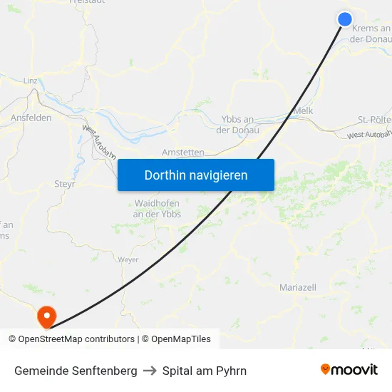 Gemeinde Senftenberg to Spital am Pyhrn map