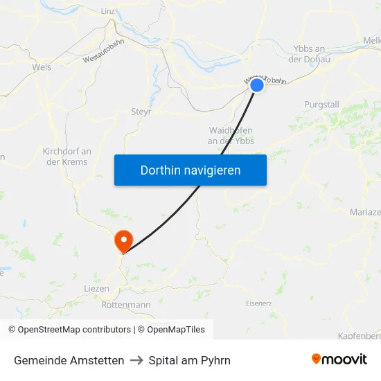 Gemeinde Amstetten to Spital am Pyhrn map