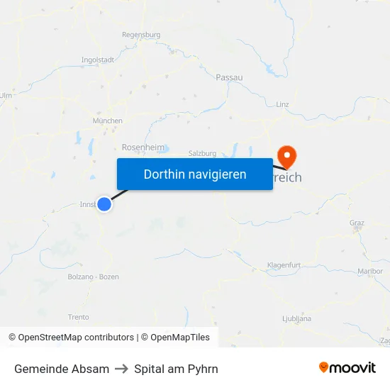 Gemeinde Absam to Spital am Pyhrn map