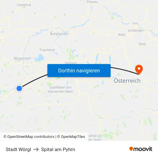 Stadt Wörgl to Spital am Pyhrn map