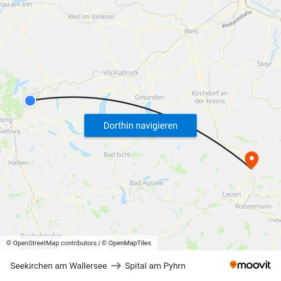 Seekirchen am Wallersee to Spital am Pyhrn map