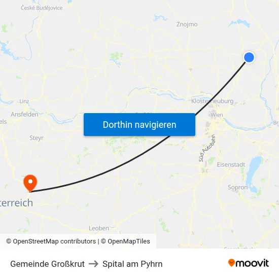 Gemeinde Großkrut to Spital am Pyhrn map
