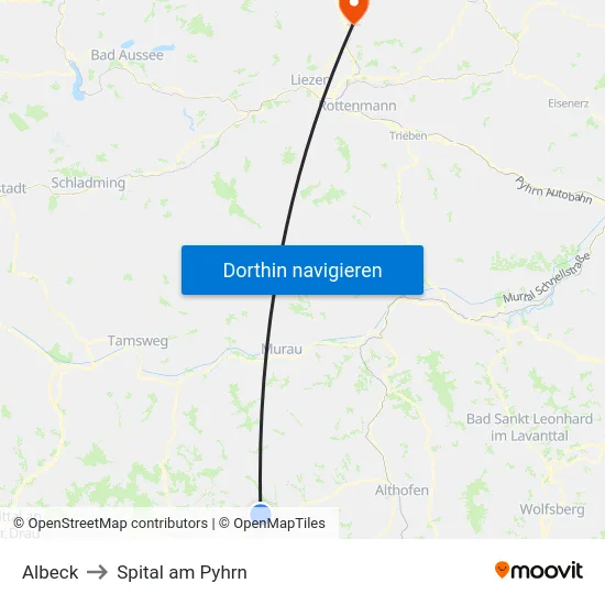 Albeck to Spital am Pyhrn map